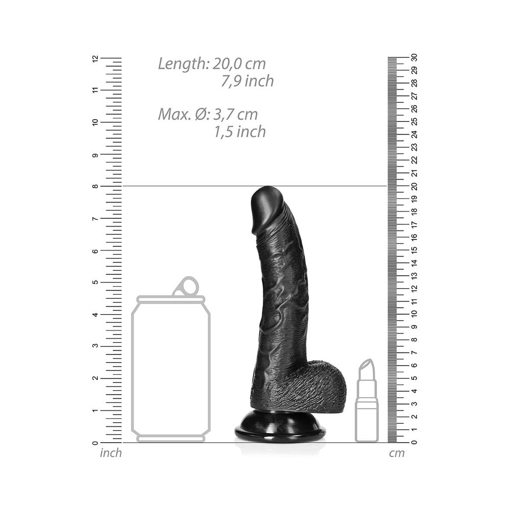 RealRock 7 in. Curved Dildo with Suction Cup – Black