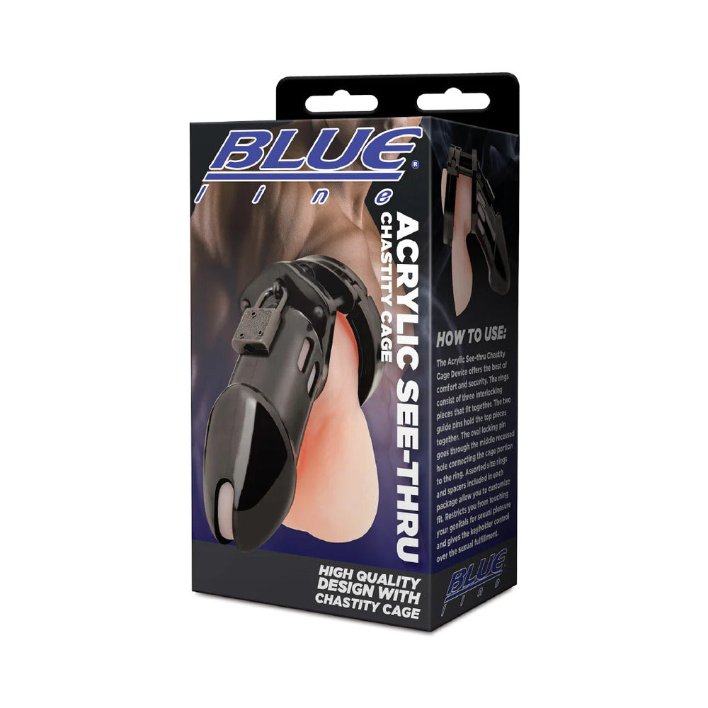 Electric Eel Acrylic See-Thru Chastity Cage Device - Black
