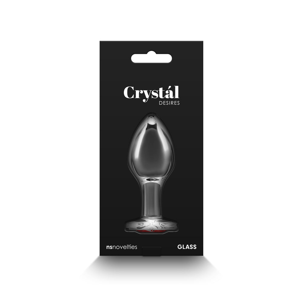 Crystal Desires Red Heart Gem Glass Plug – Medium – Clear