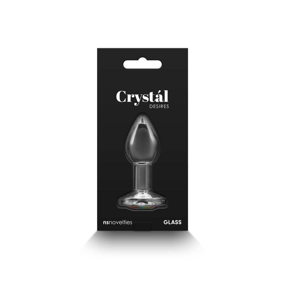 Crystal Desires Rainbow Gem Glass Plug Small – Clear Glass with Multi-Colored Gems