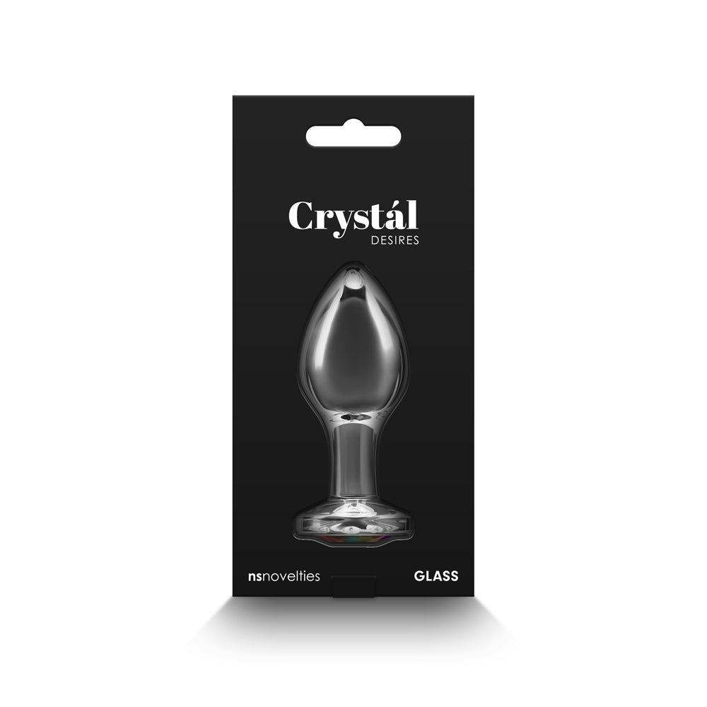 Crystal Desires Rainbow Gem Glass Plug Medium – Clear Glass Butt Plug