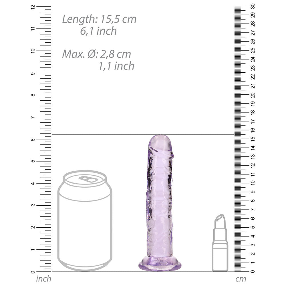 RealRock Crystal Clear 6 in. Dildo – Light Purple, Phthalate-Free