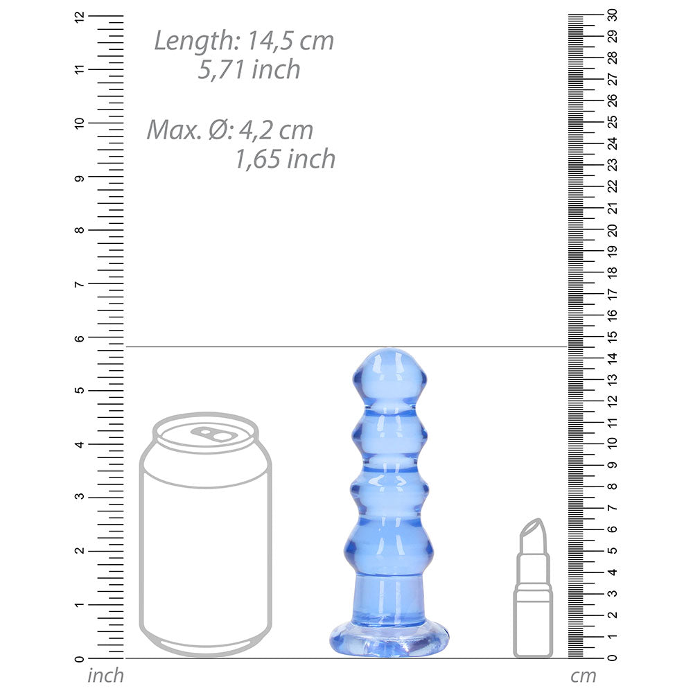 RealRock Crystal Clear Curvy Dildo/Plug – Blue – 5.5 in.