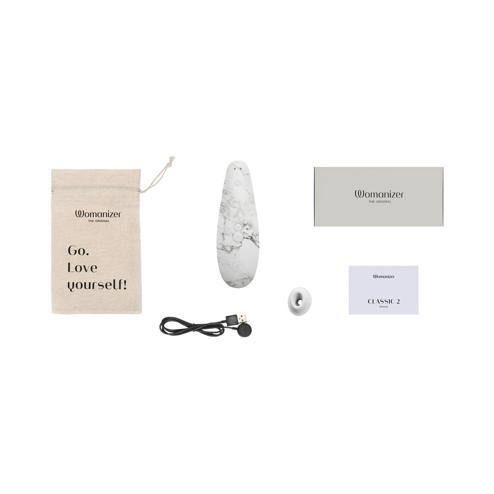 Womanizer Marilyn Monroe Classic 2 Clitoral Stimulator with Pleasure Air Technology - White Marble