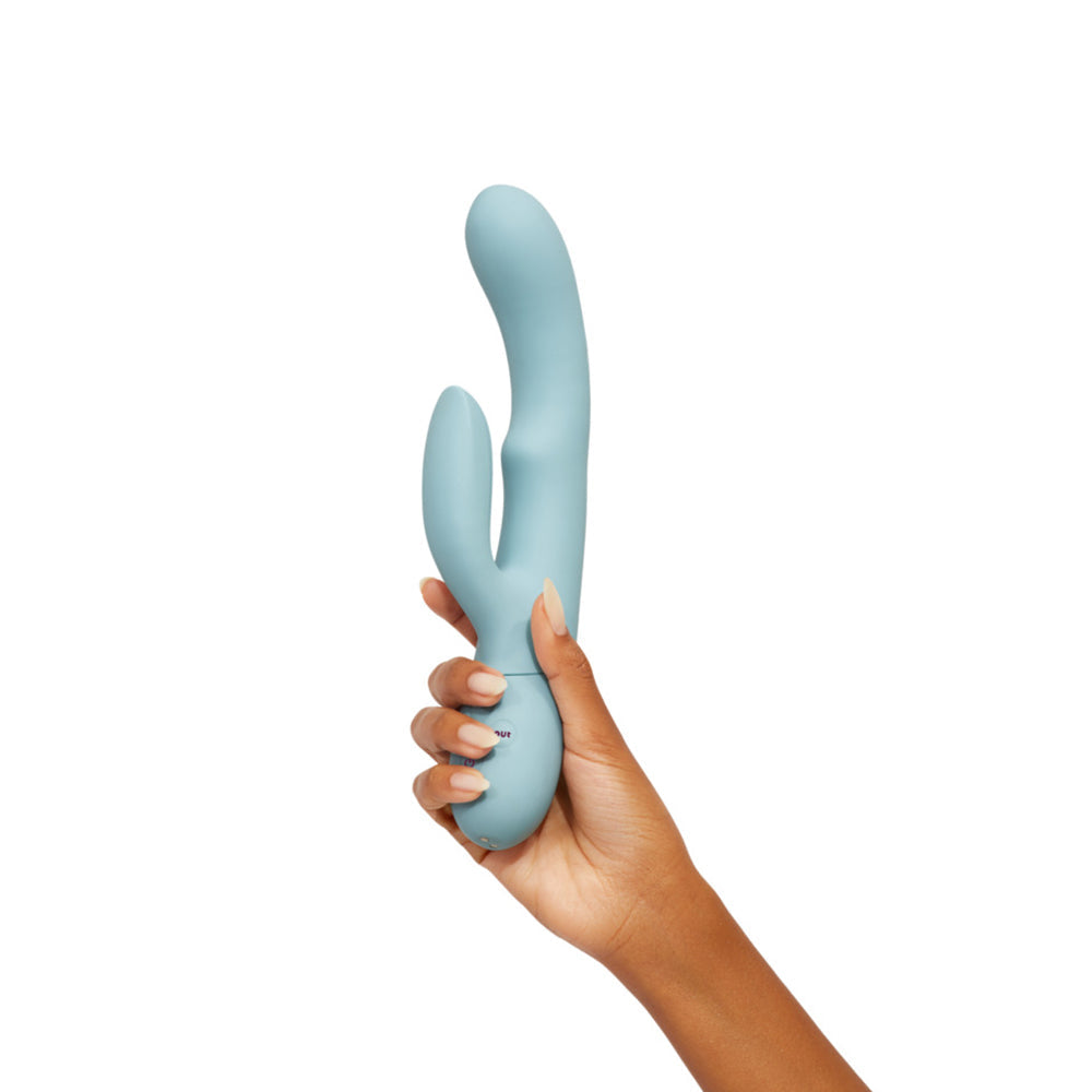 FemmeFunn Balai Rechargeable Silicone Dual Stimulation Vibrator with Swaying Motion - Light Blue