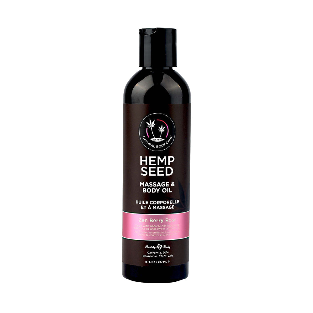 Earthly Body Hemp Seed Massage Oil Zen Berry Rose 8 oz – Dark Brown