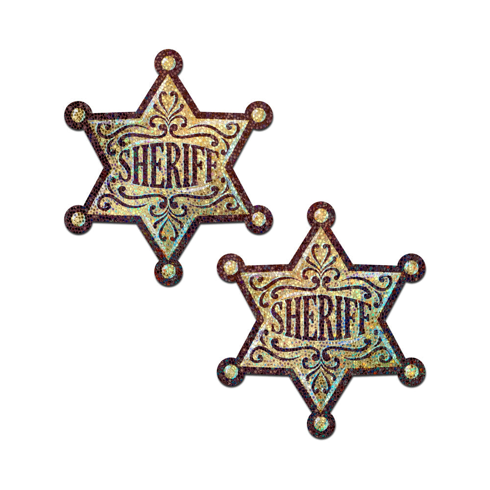Pastease Sheriff Star Glittering Golden Nipple Pasties – 3 x 3.4 inches