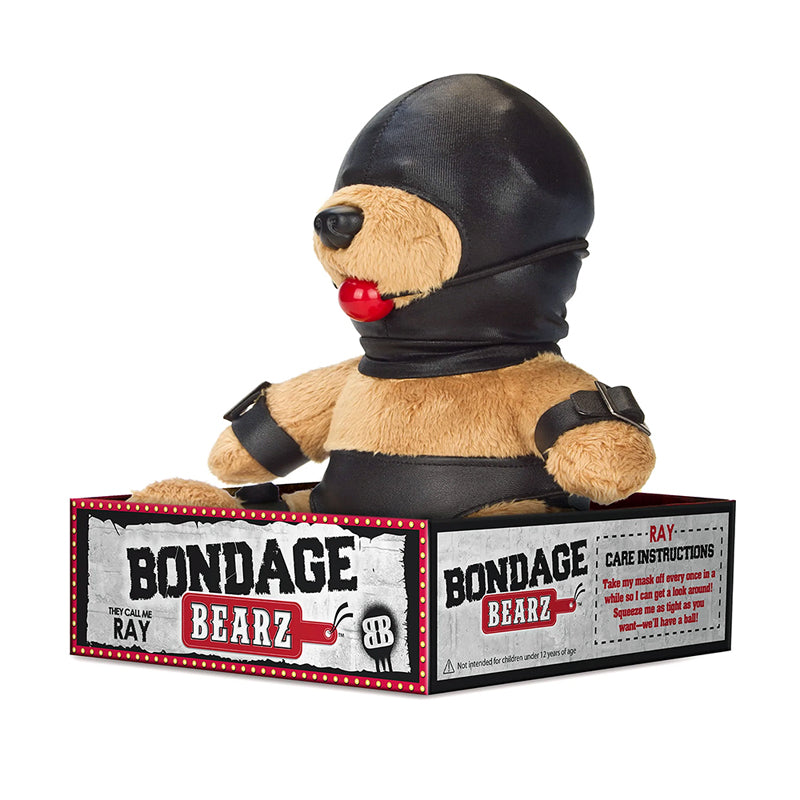 Bondage Bearz Gary Gag Ball Stuffed Teddy Bear in Faux Leather Gear - Tan