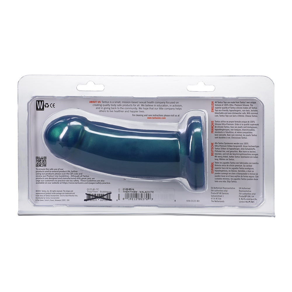 Tantus They/Them 5.5 in. Dildo – Soft Malachite – Teal