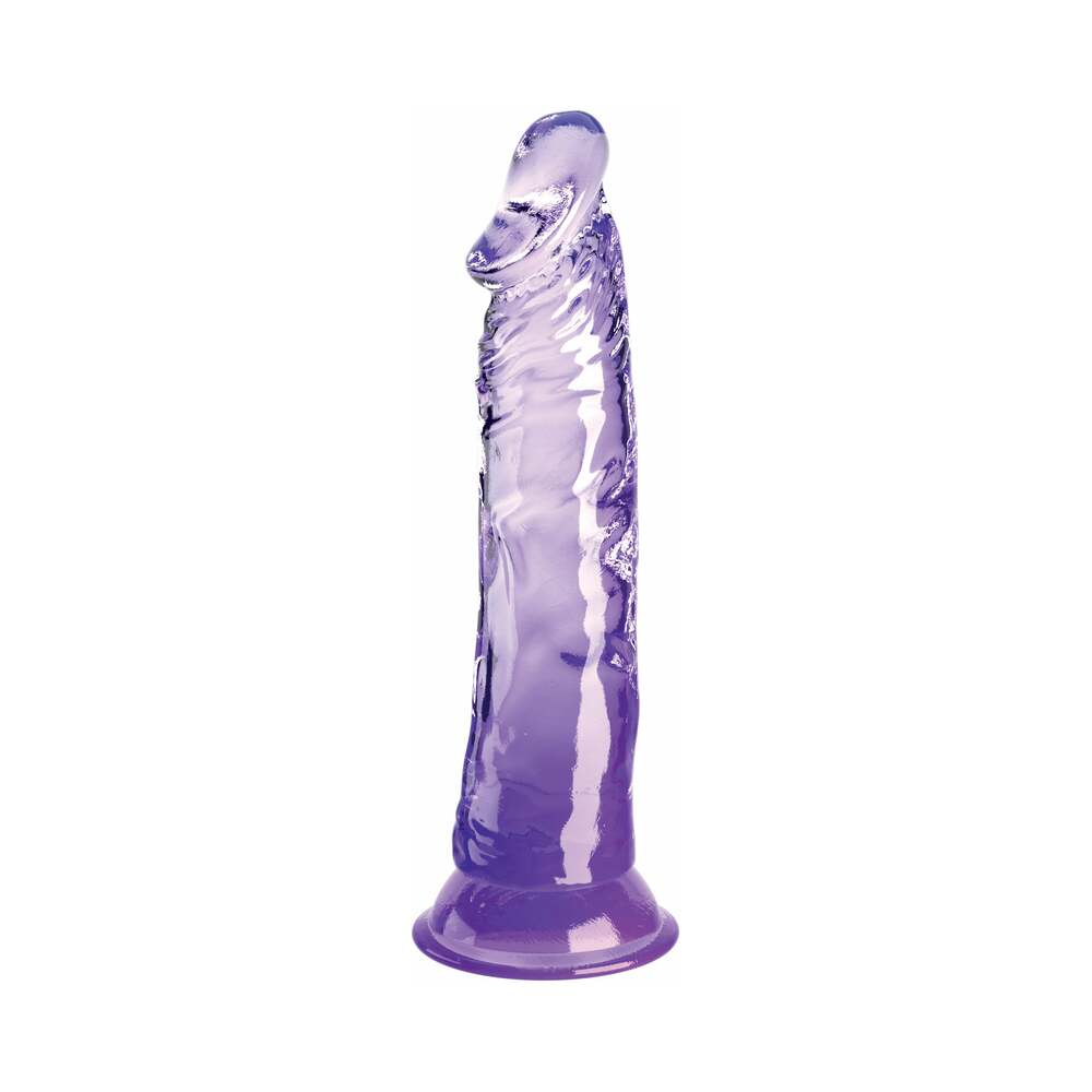 Pipedream King Cock Clear 8in Translucent Dildo with Suction Cup Base - Purple