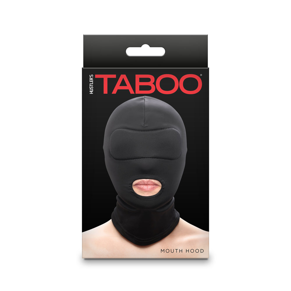Hustler Taboo Mouth Hood – Black – Soft Nylon Submissive Hood
