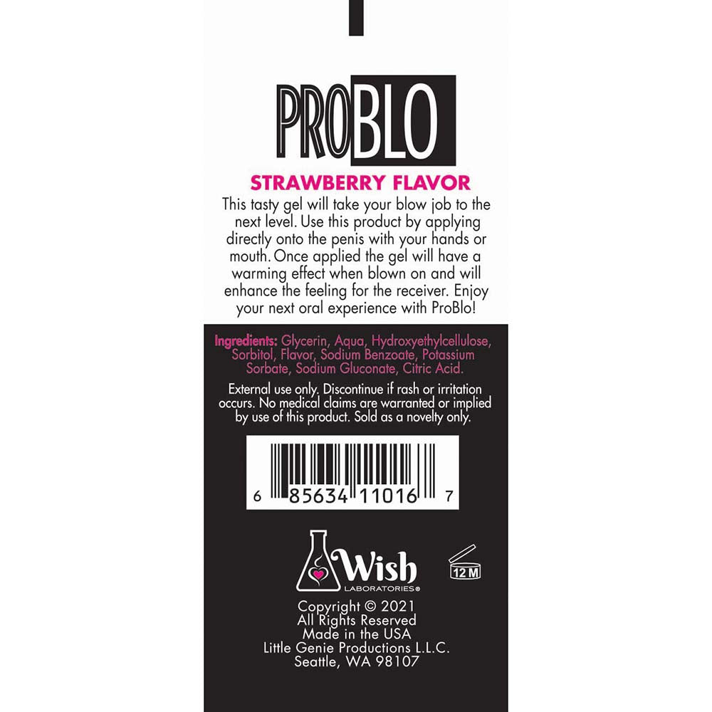 Pro Blo Oral Pleasure Gel Strawberry Flavor 10 ml – Clear Gel