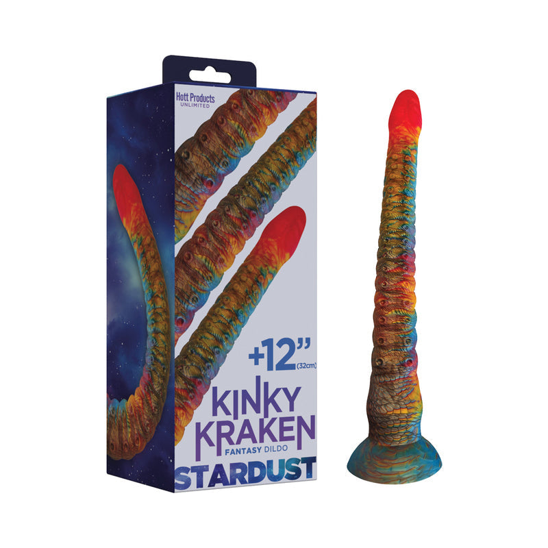 Hott Products Stardust Kinky Kraken 12 in. Bendable Dildo with Suction Cup – Multi-Color