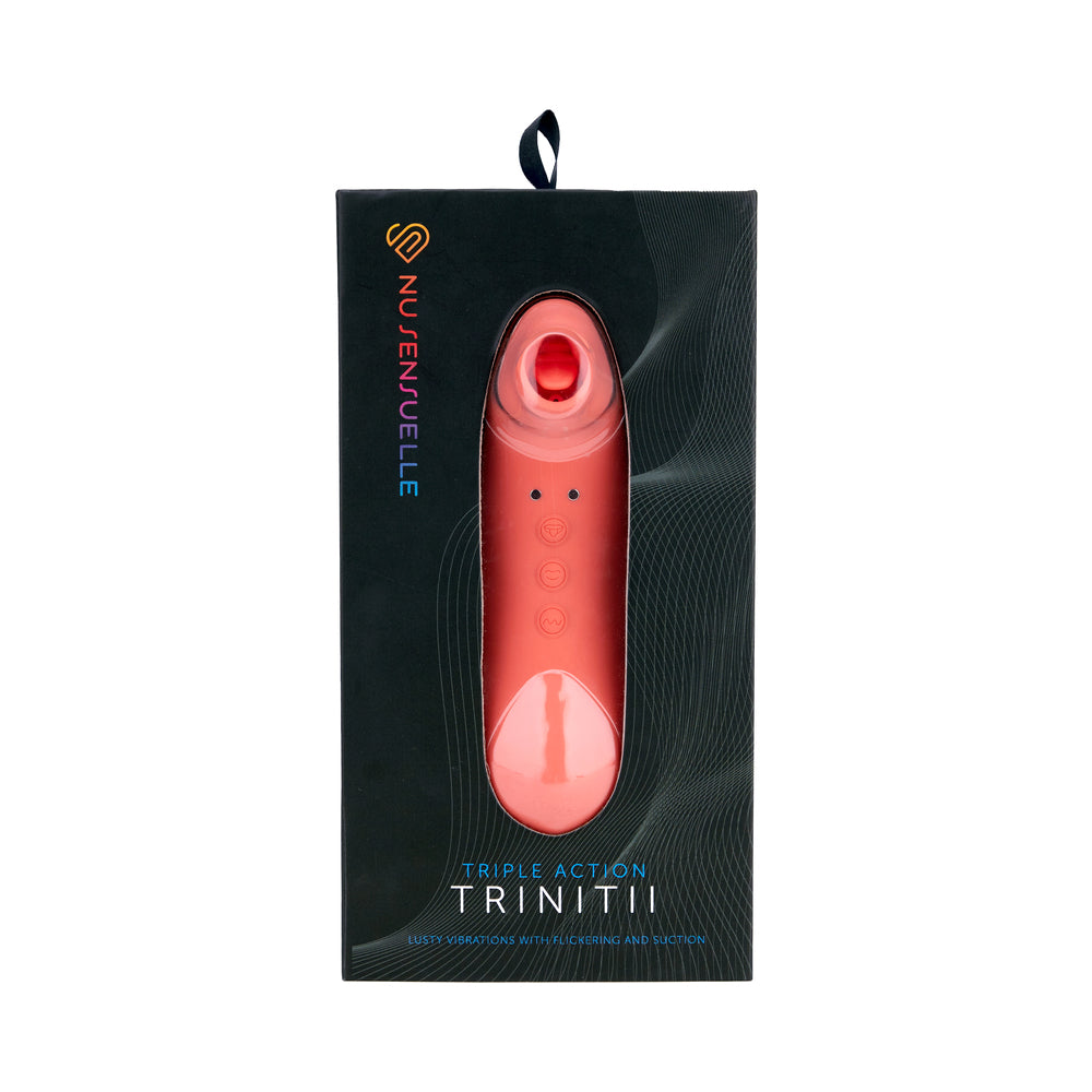 Nu Sensuelle Trinitii 3-in-1 Suction Tongue Vibe – Coral