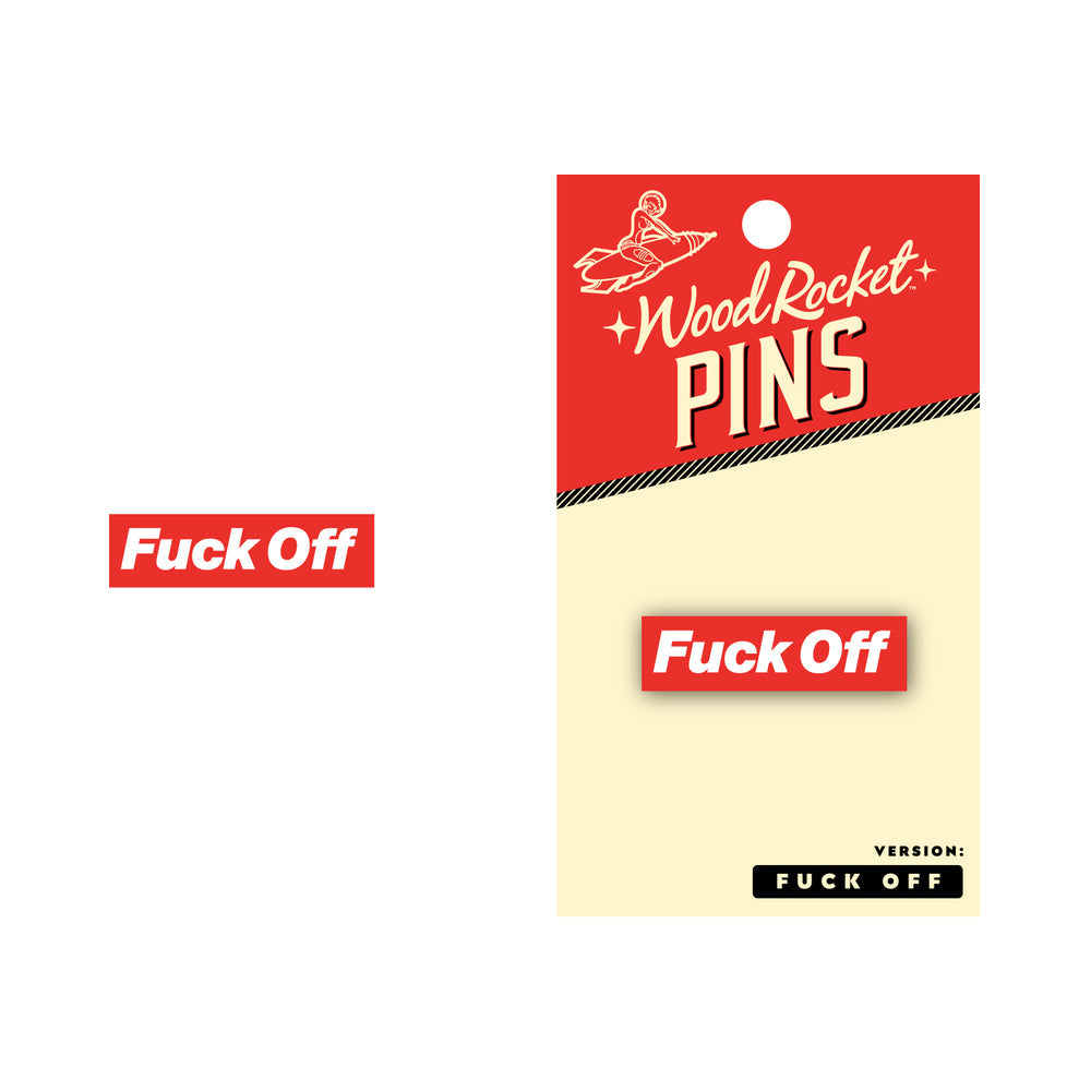 Wood Rocket Pin Fuck Off Soft Enamel Lapel Pin – Red and White
