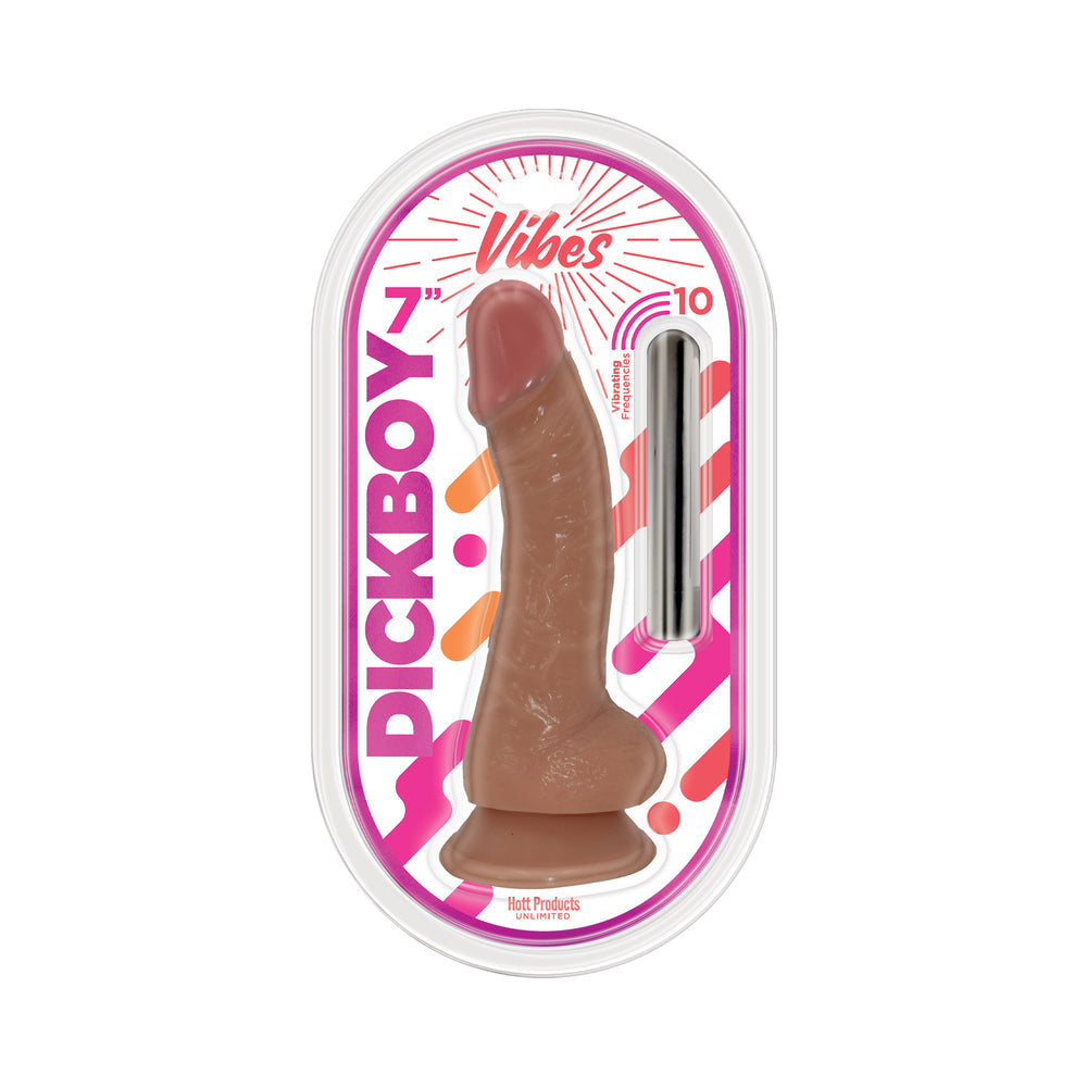 Dickboy Vibes 7 in. Dildo with Rechargeable Bullet – Caramel
