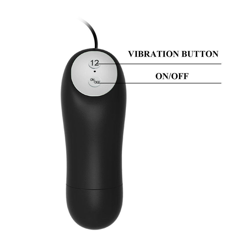 Pretty Love Special Anal Stimulation Butt Plug – Black, 12 Speeds Vibration