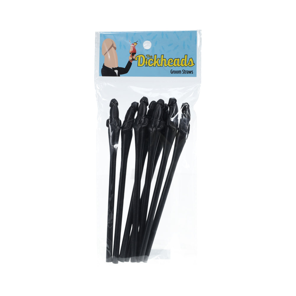The Dickheads Groom Straws - Black - Fun Party Supplies