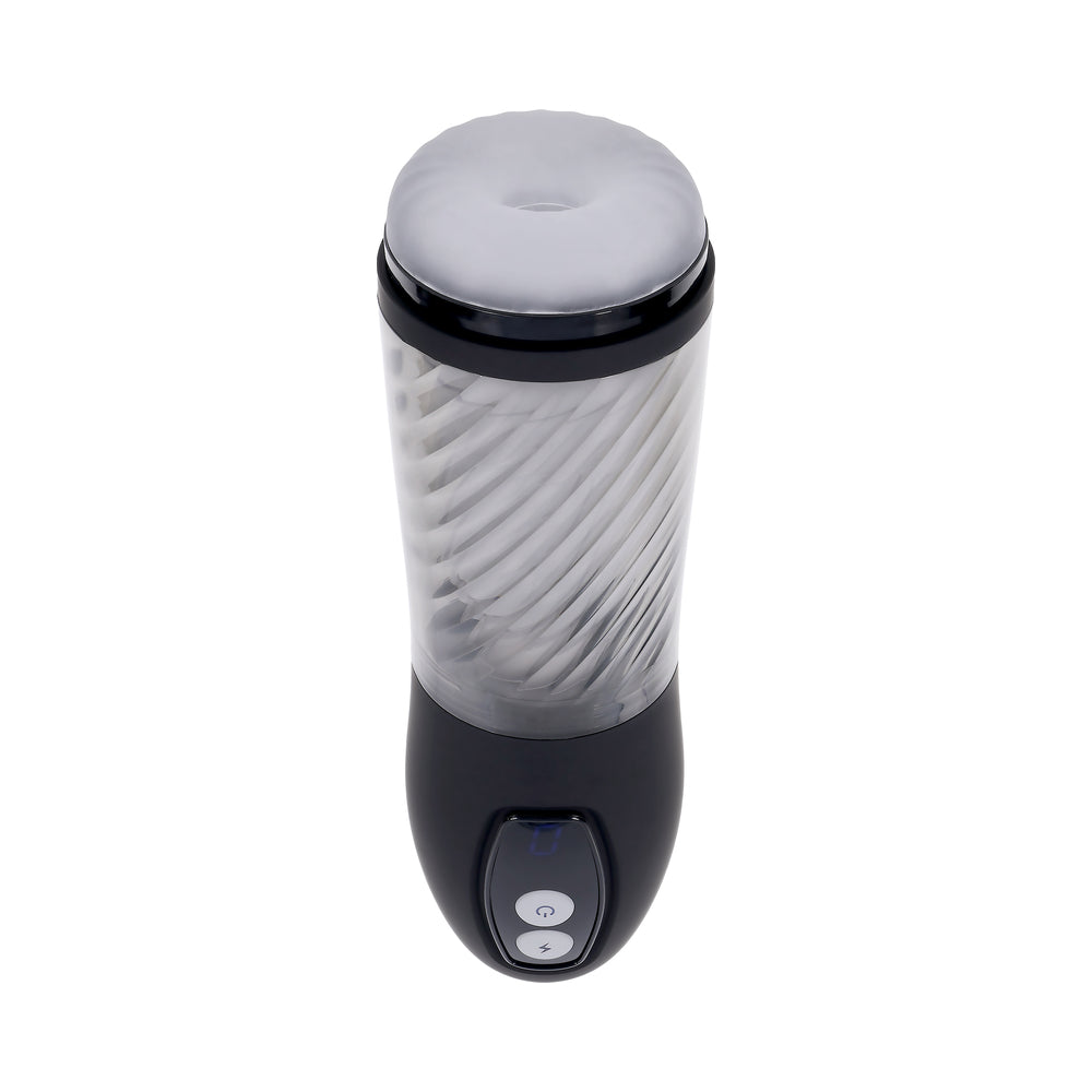 Playboy Whirlwind Rechargeable Thrusting and Spinning Stroker – Black