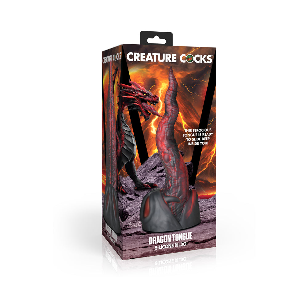 Creature Cocks Dragon Tongue Silicone Dildo – Multi-Color, Textured, Suction Cup Base