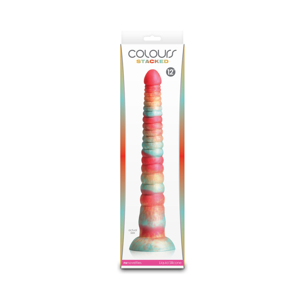 NS Novelties Colours Stacked 12 in. Dildo – Red/Gold, Liquid Silicone