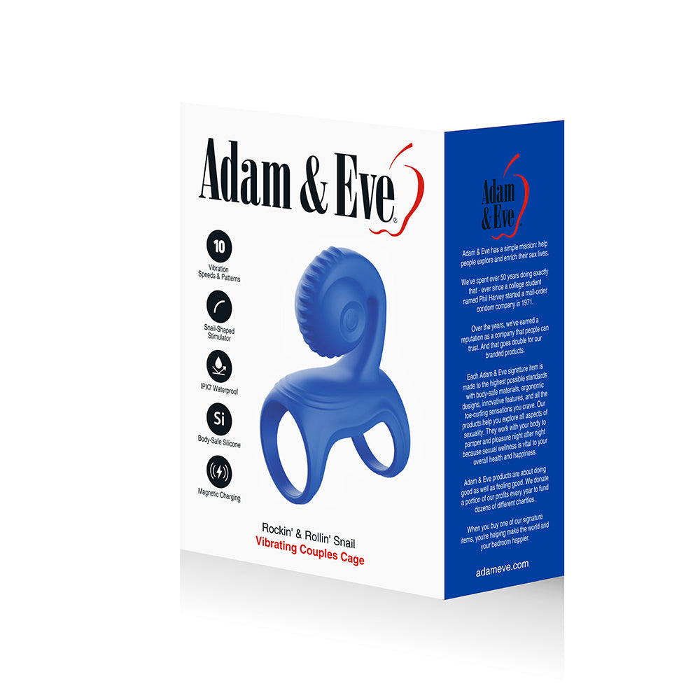 Adam & Eve Vibrating Couples Cage – Blue – Couples Penis Cage with 10 Vibration Modes