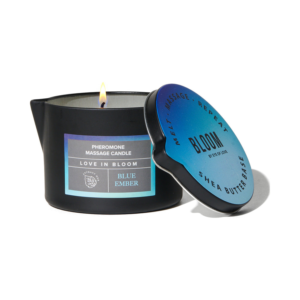 Eye of Love Bloom Pheromone Massage Candle – Blue Ember