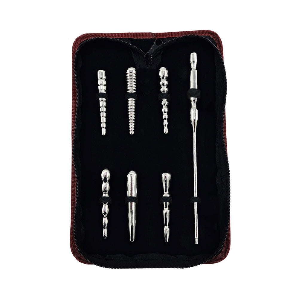 Rouge Stainless Steel Penis Plug Set 7pc with Bag - Silver