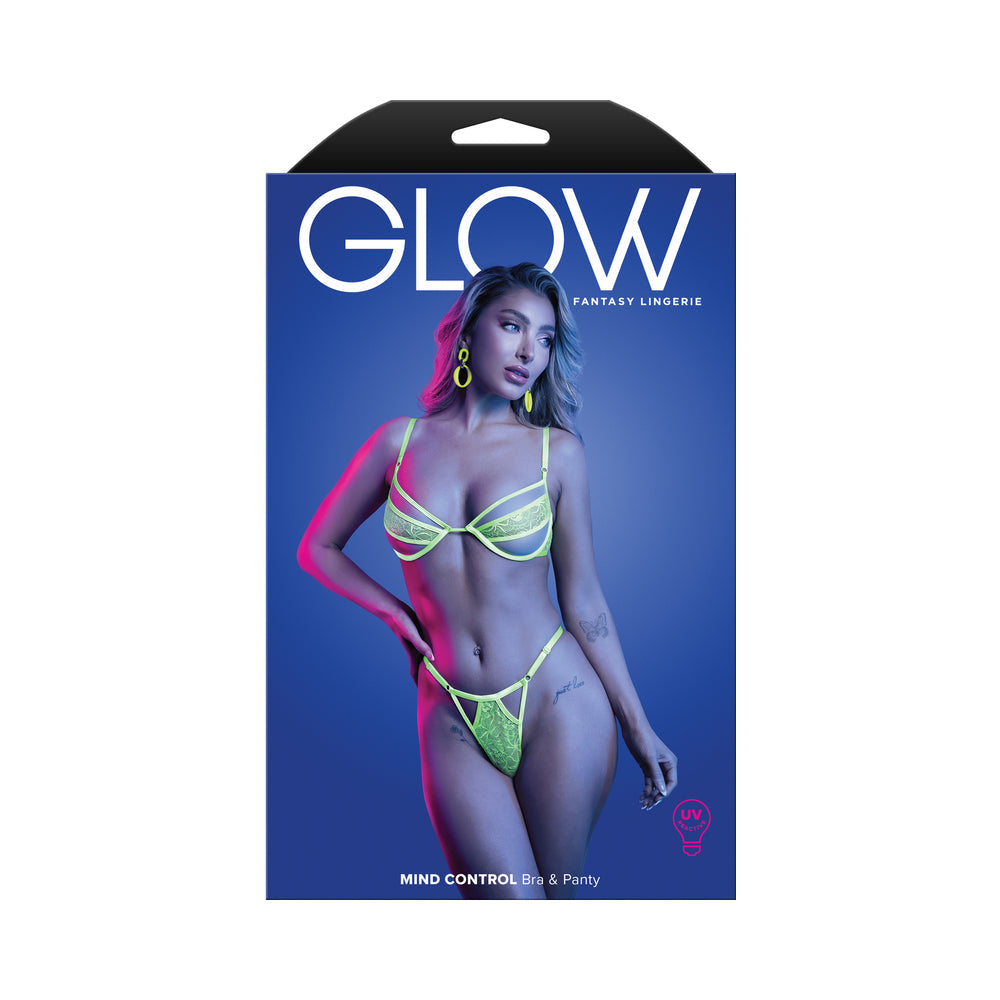 Fantasy Lingerie Glow Mind Control UV Reactive Underwire Bra and Panty Set – Green