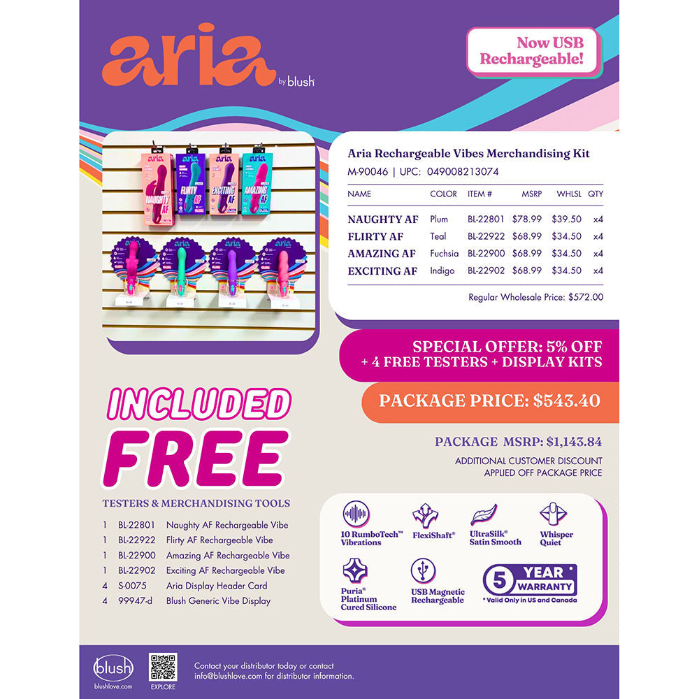 Aria Rechargeable Vibes Merchandising Kit - Assorted Colors