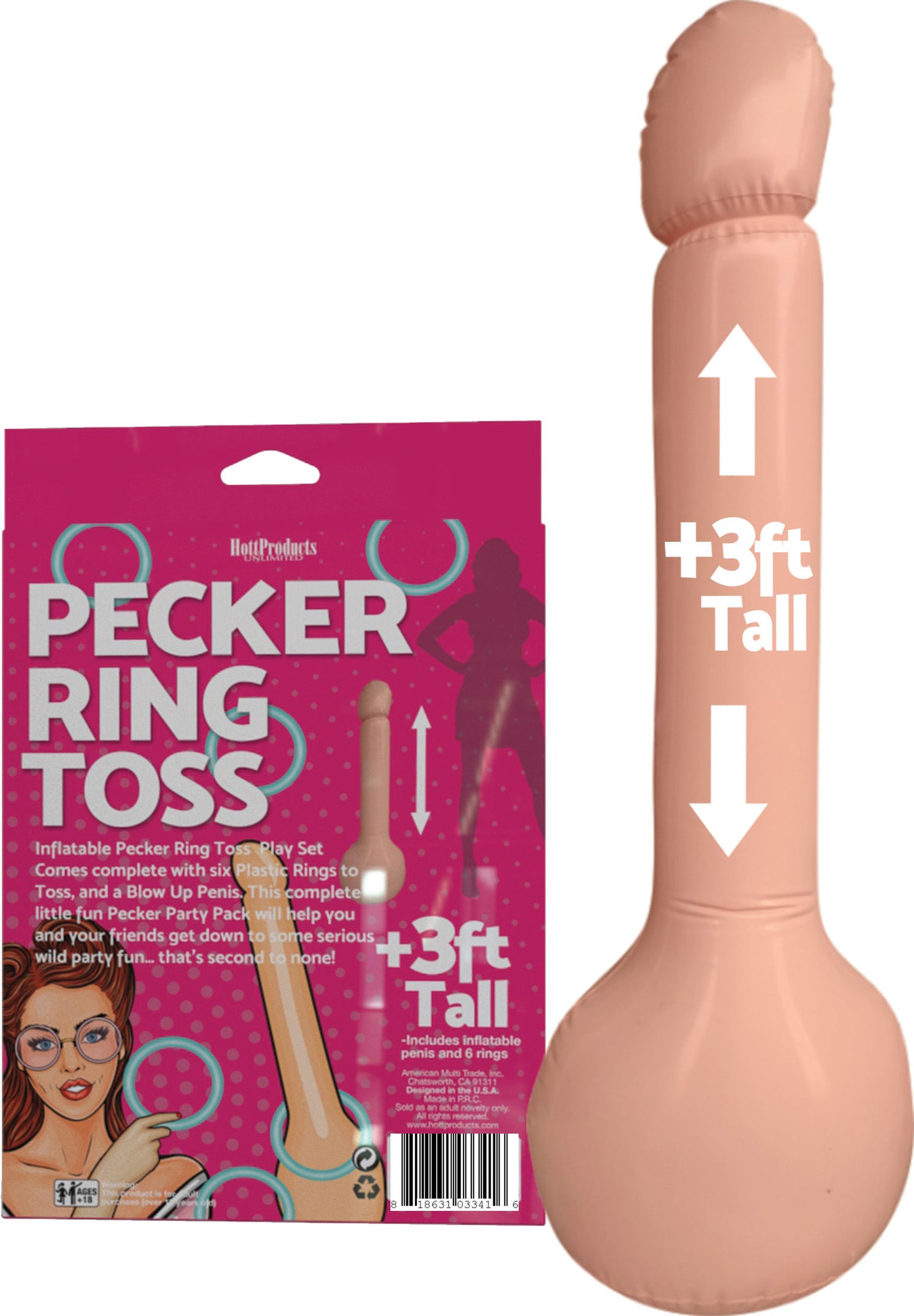 Hott Products Inflatable Pecker Ring Toss Game Set – Beige