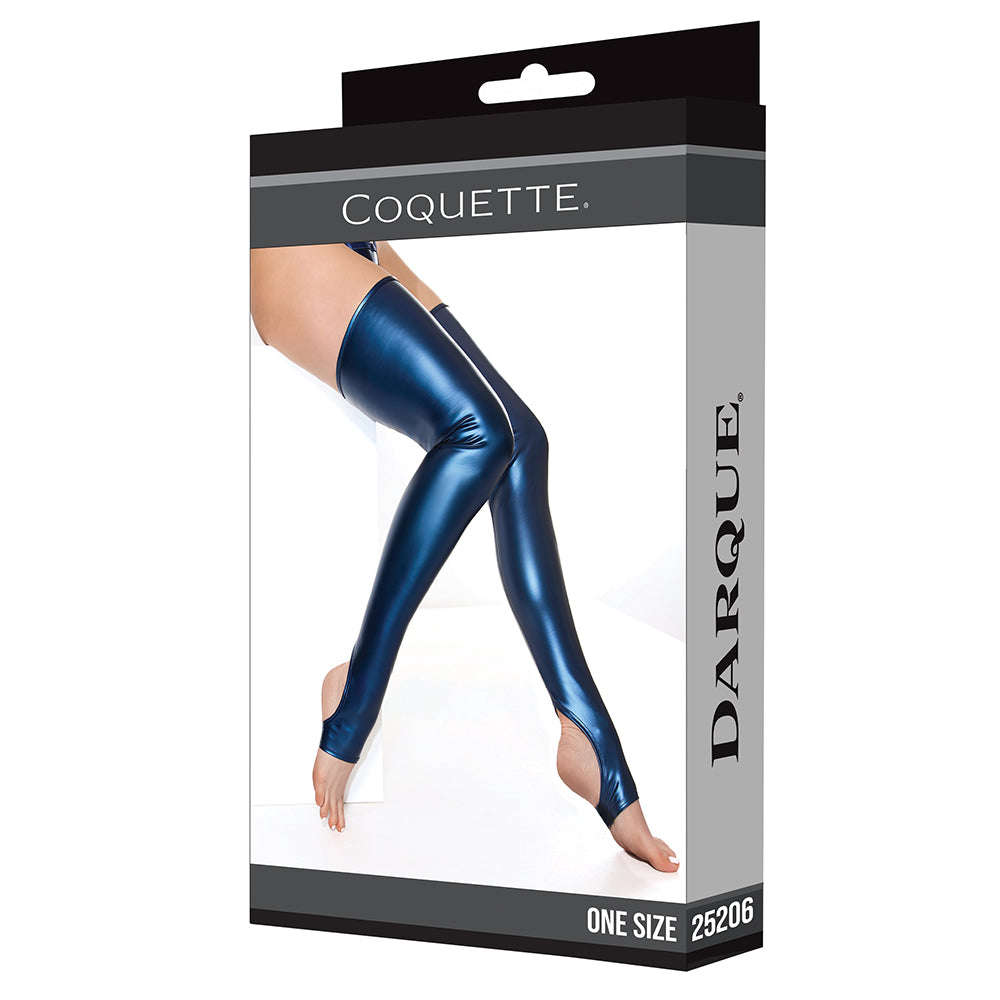 Coquette Darque Stockings Thigh Highs with Silicone Grip – Blue