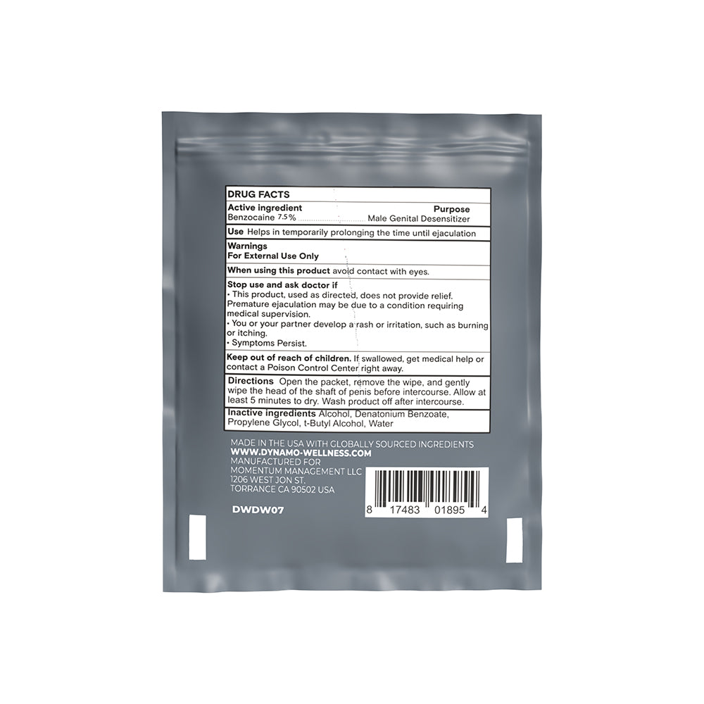 Dynamo Wellness Maximum Strength Delay Wipe 7.5% - 36 Pack