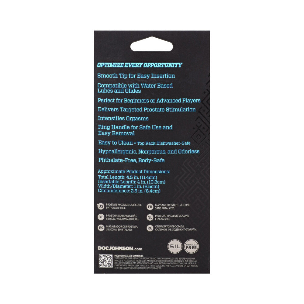 OptiMALE Smooth Silicone P-Massager for Prostate Stimulation - Black