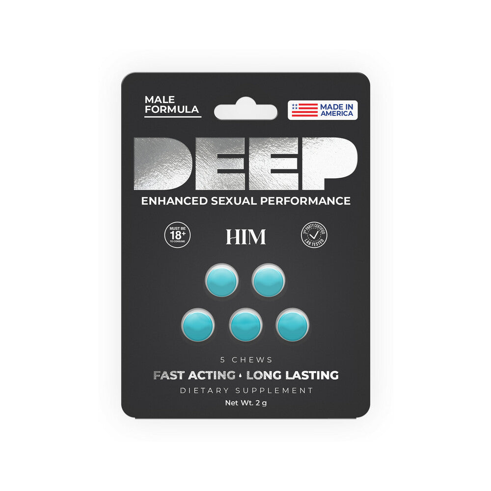 Doc Johnson DEEP Him Chews – Chewable Libido Support Tablets – 5/Card 6-Pack Display