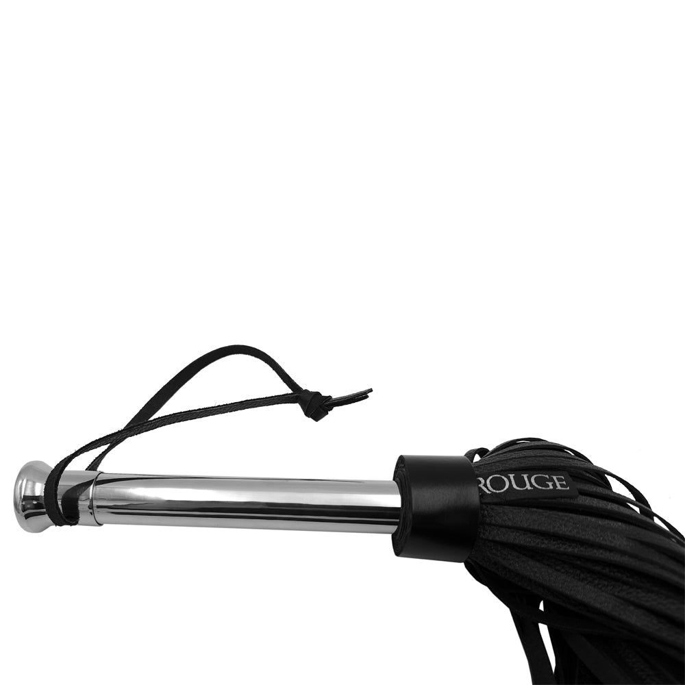 Rouge Leather Flogger with Steel Handle - Black