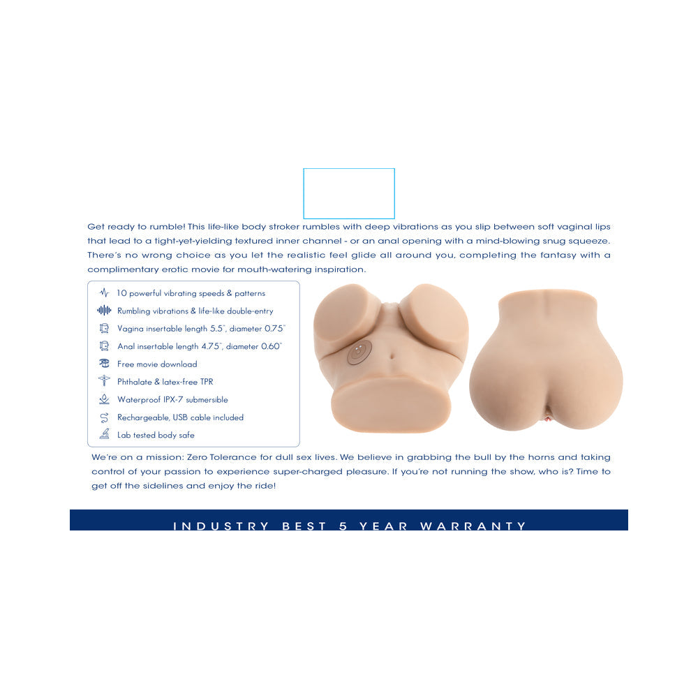 Zero Tolerance Let's Get Ready To Rumble Vibrating Dual Entry Masturbator - Vanilla