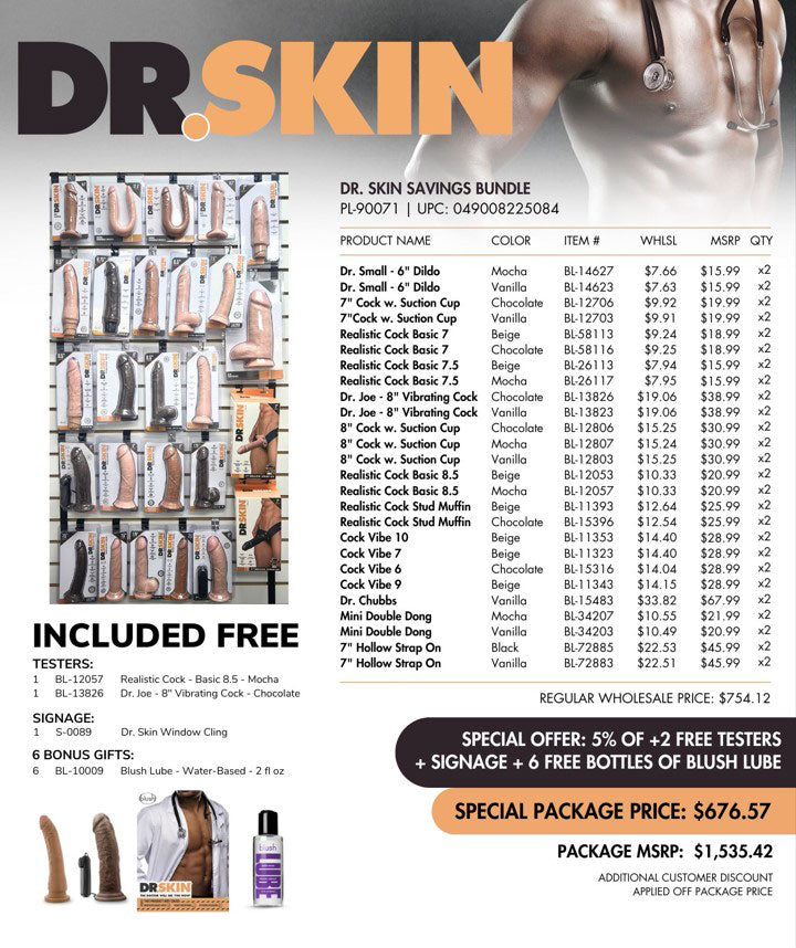 Dr Skin Savings Bundle - Assorted Dildos and Vibrators - Mocha and Vanilla