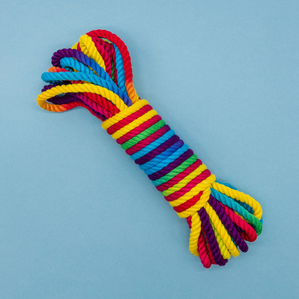 Emojibator Funfetti Rainbow Bondage Rope – 26.25 ft Soft Bamboo Silk