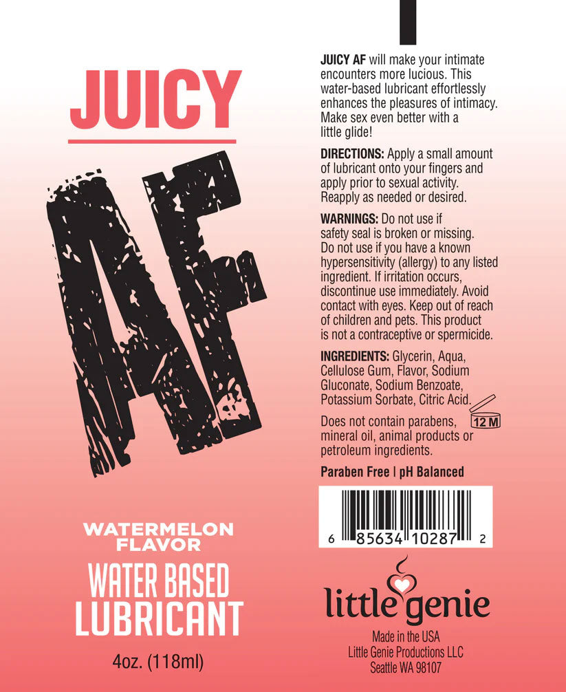 Little Genie Juicy AF Watermelon Flavored Lubricant - 4 Oz