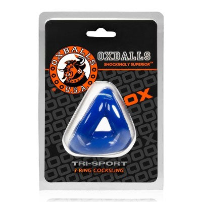 Oxballs Tri Sport 3 Ring Sling - Police Blue - Flexible Cockring Set
