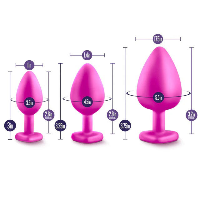 Luxe Bling Plugs Training Kit – Anal Plugs with Faux White Gems – Pink