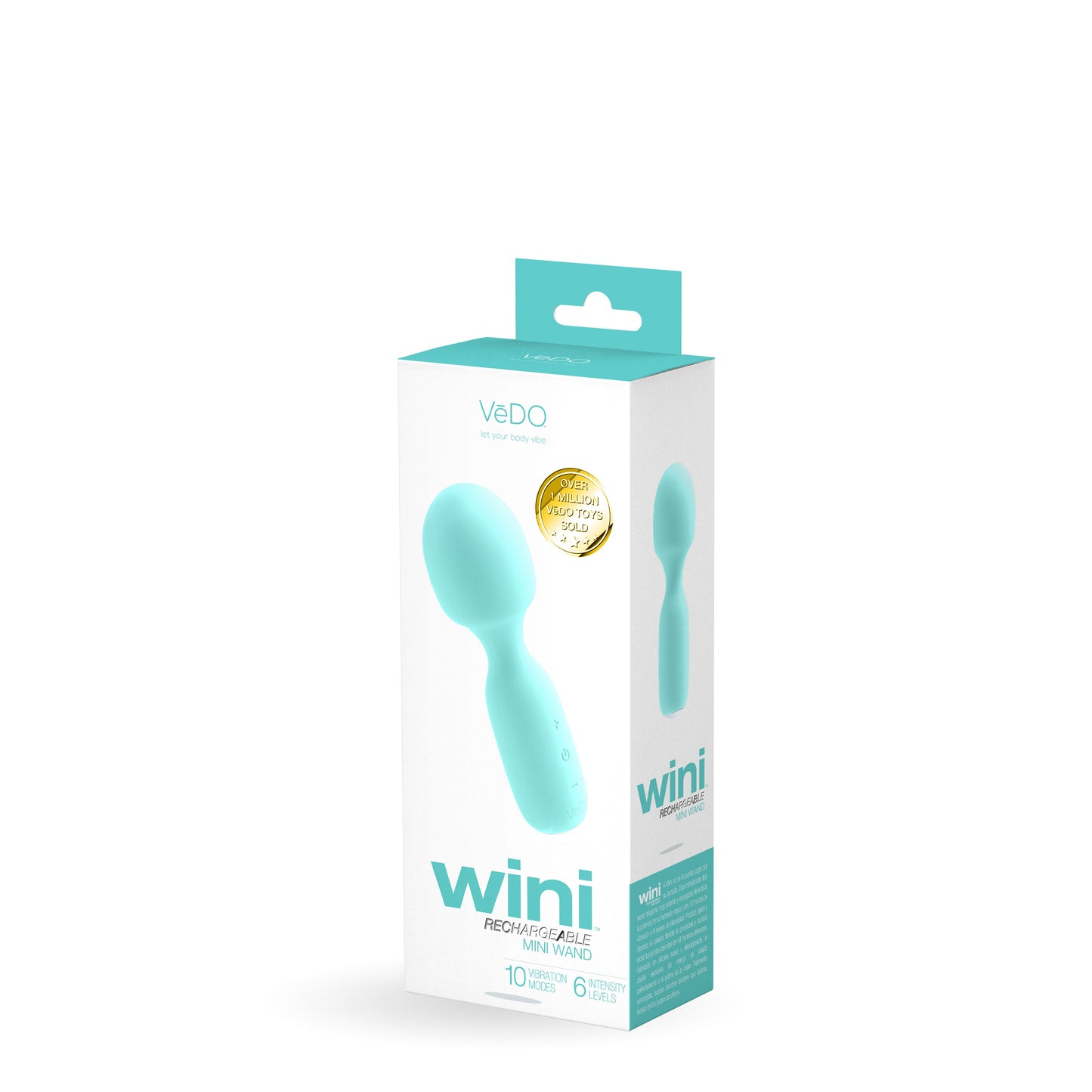 VeDO Wini Rechargeable Mini Wand - Turquoise - 10 Vibration Modes