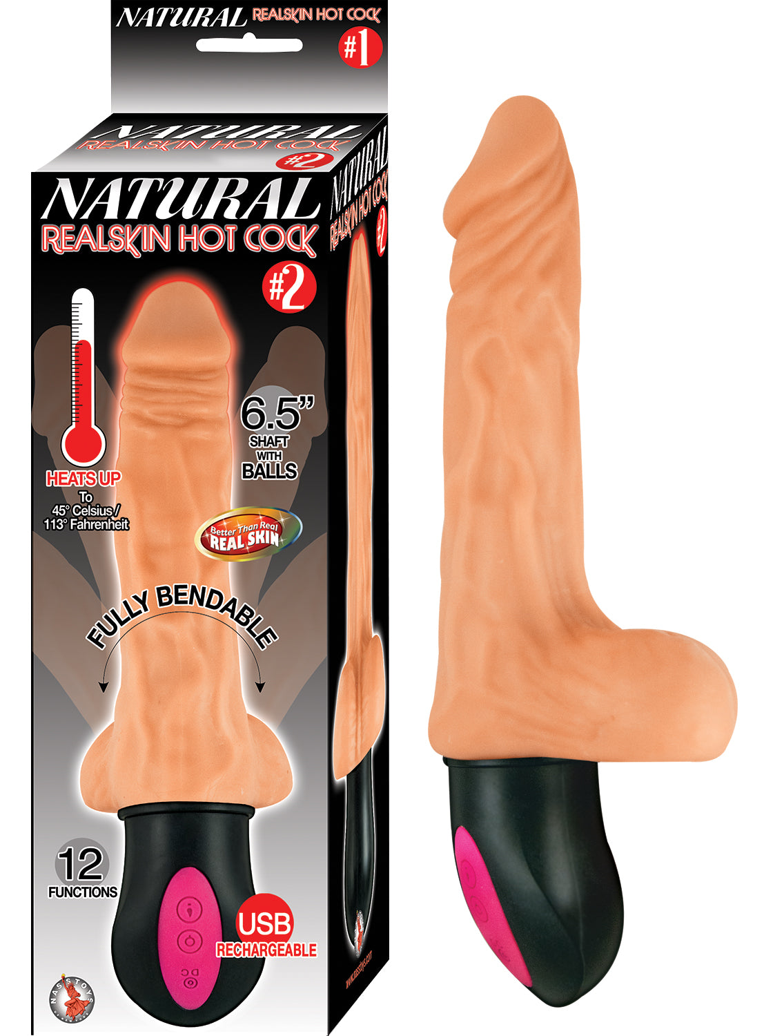 Nasstoys Natural Realskin Hot Cock #2 - Heating Function - Flesh