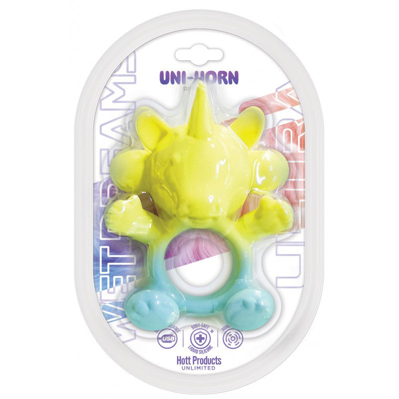 Hott Products Uni-Horn Cock Ring Vibe - Multi-Function Rechargeable Vibrator