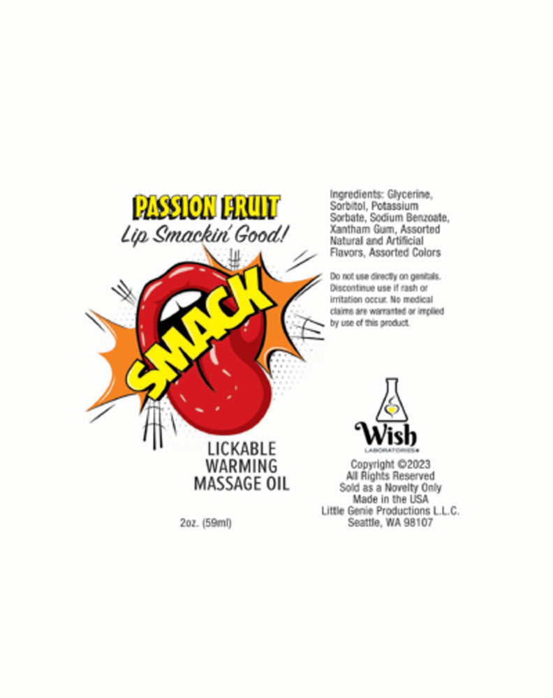 Smack Warming and Lickable Massage Oil - Passion Fruit - 2 Oz