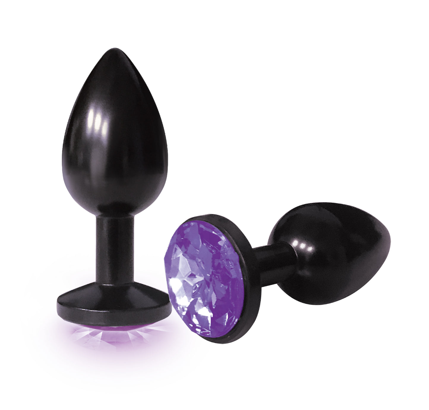 Icon Brands Silver Starter Anodized Stainless Steel Butt Plug with Violet Jewel Base