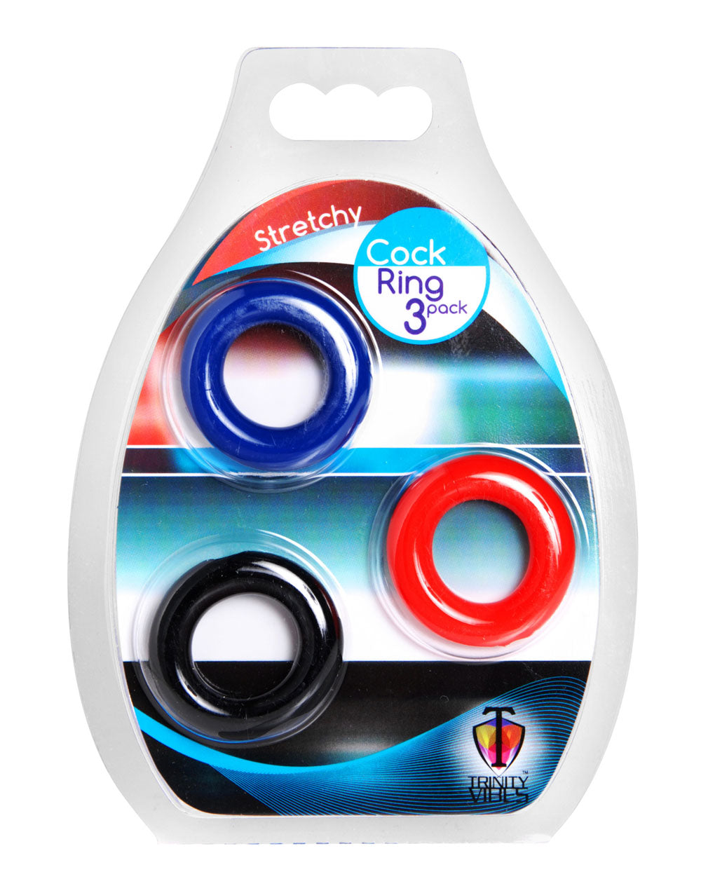 XR Brands Stretchy Cock Ring Set – Multi-Color – 3 Pack