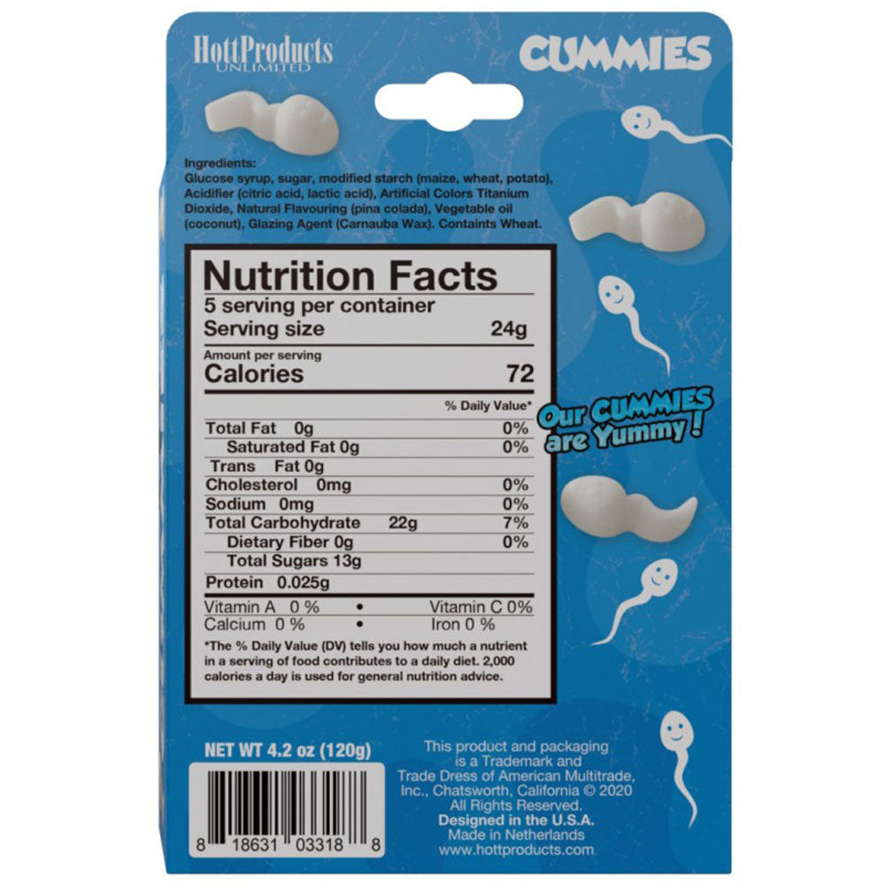Hott Products Sperm Shape Gummies – Pina Colada Flavor, 4.2oz