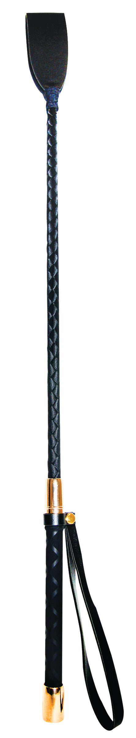 Sportsheets Please Crop Faux Leather Crop with Braided Handle – Black